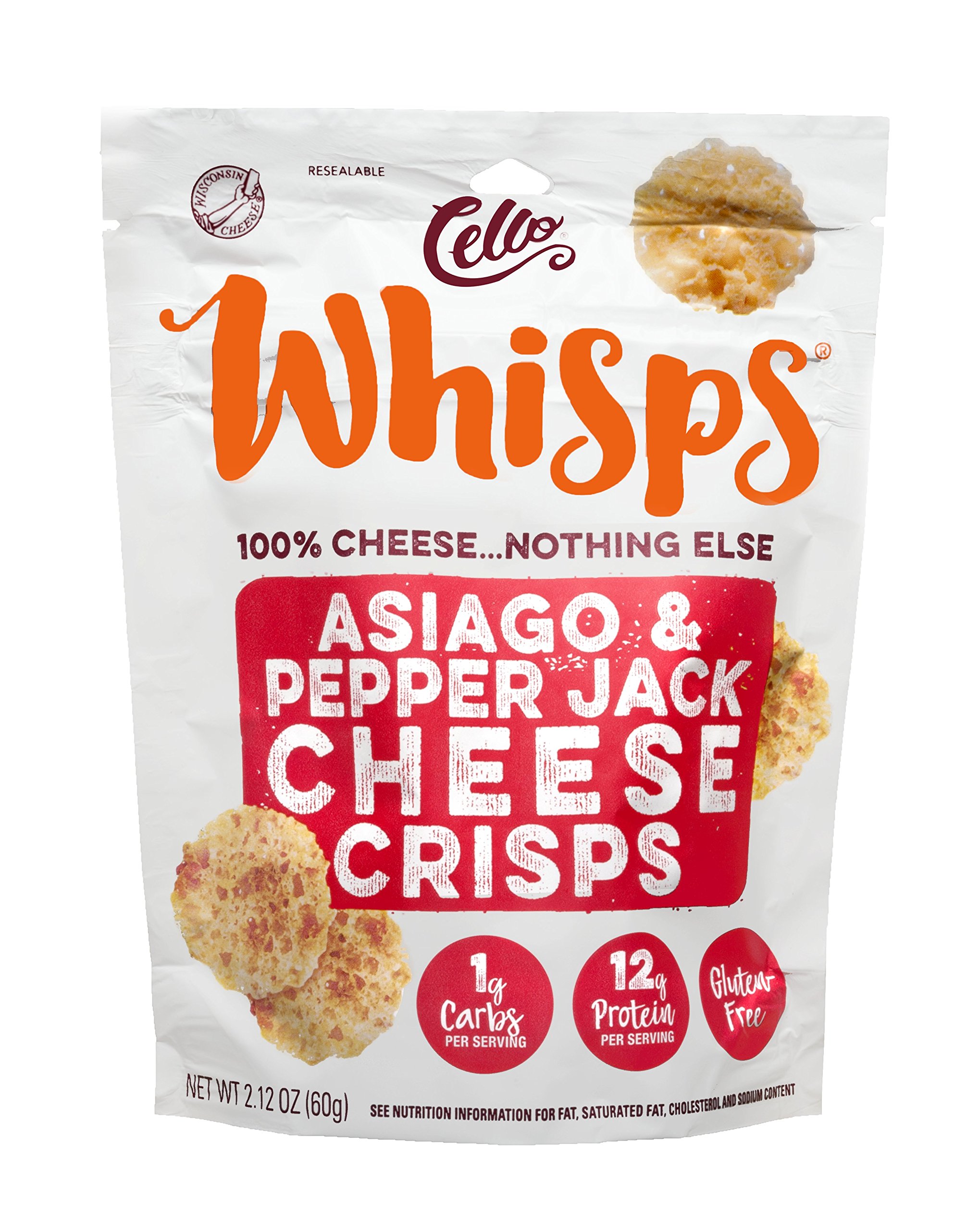 Cello Whisps Pure Parmesan Cheese Crisps, 12 Pack w/ 12