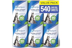 PetLovers Extra Sticky Lint Roller 6 Pack of Refills Only - No Handle Included - 90 Sheets Per Refill 540 Sheets Total