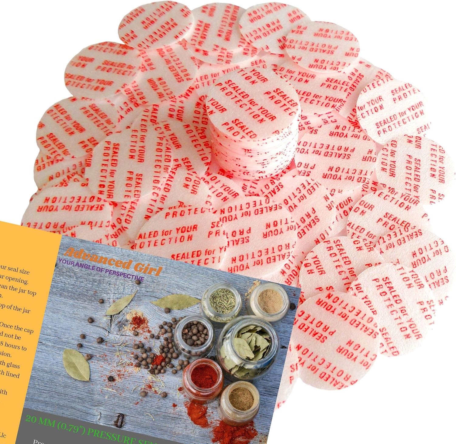 20mm (0.79") Torque Activated Pressure Sensitive Seals Cap Liners - 30 PCS - Made in USA- for Glass & Plastic Bottles & Containers - No Induction Sealer Needed (30)