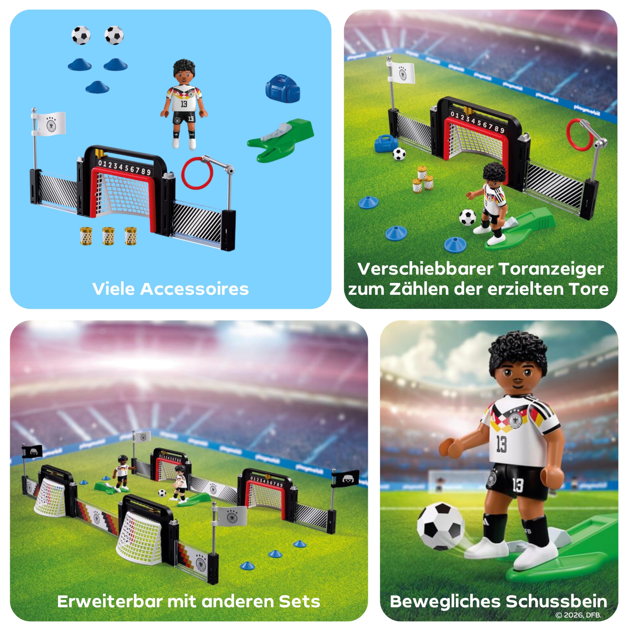 PLAYMOBIL | DFB | Trainings-Station Felix Nmecha | Fußball WM Spielfigur mit Schussfunktion | 72255 4