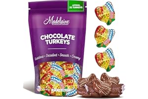 THE MADELAINE CHOCOLATE COMPANY Madelaine Milk Chocolate Turkey Candy – Individually Foil-Wrapped Thanksgiving Chocolates – Fall Holiday Treats & Decorations – 12 oz Bag (Approx. 32 Pieces)
