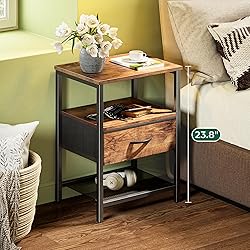 Huuger Nightstand Set of 2, Night Stand with Fabric