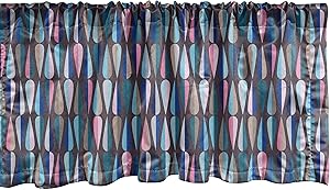 Ambesonne Mid Century Window Valance, Modern Style Retro Pattern Droplet Shapes Mosaic in Tones, Curtain Valance for Kitchen Bedroom Decor with Rod Pocket, 54