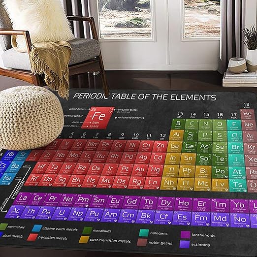 Amazon Com Alaza Periodic Table Of The Elements Chemistry Area Rug Rugs For Living Room Bedroom 7 X5 Kitchen Dining