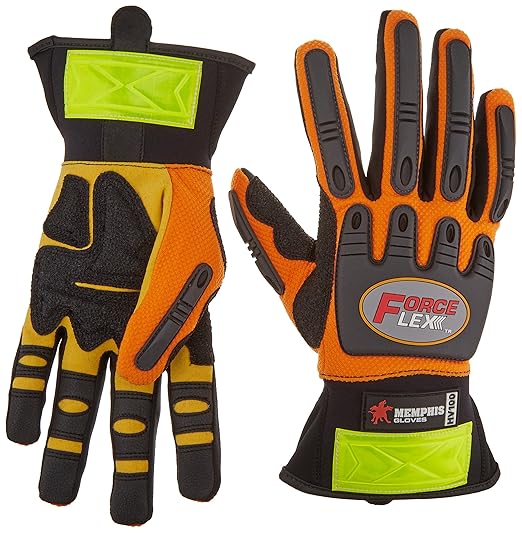 MCR Safety HV100M ForceFlex High Visibility Clarino Synthetic Leather Gloves with Reflective