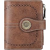 SENDEFN Small Womens Wallet Leather Bifold Card Holder RFID Blocking with Zipper Coin Pocket
