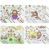 ANGOLIO Easter Religious Coloring Pages - 32Pcs He is Risen He Lives Scene Activity Coloring Sheets Easter Christian Posters Holiday Crafts for Kids Students Classroom Gifts Sunday School Party Favors