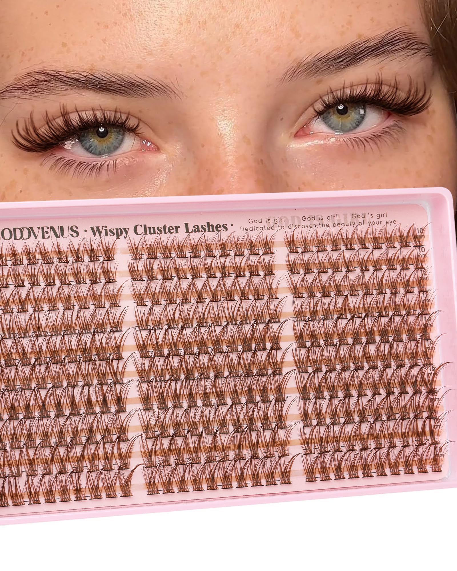 Photo 1 of Brown Lash Clusters Natural For Soft Glam 300Pcs Wispy Lashes Cluster Eyelash Cluster Extensions C Curve Individual Lashes DIY Lash Extension Waterproof & Long - Lasting (10-16mm)