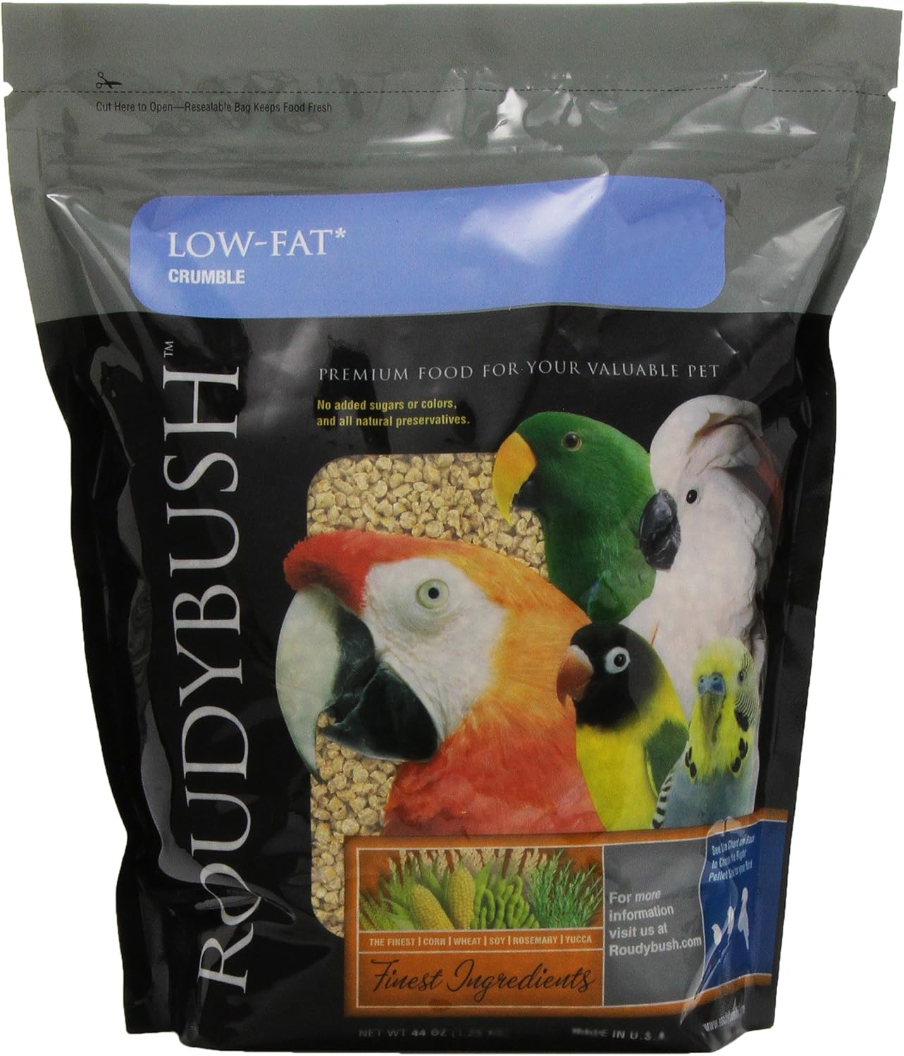 RoudyBush Low Fat Bird Food, Crumbles, 44-Ounce