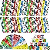 JUNEBRUSHS 56 Pack Christmas Slap Bracelets Xmas Slap Bands Wristband Party Favors Snap Bracelets Bulk for Christmas Gifts Toys Stocking Stuffers