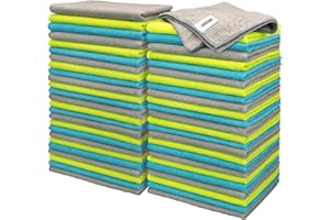 FIXSMITH Microfiber Cleaning Cloth - Pack of 50, Multi-Functional Towels, Size: 12 x 16 in, Highly Absorbent Rags, Lint-Free, Streak-Free Cloths for Car Kitchen Home Office