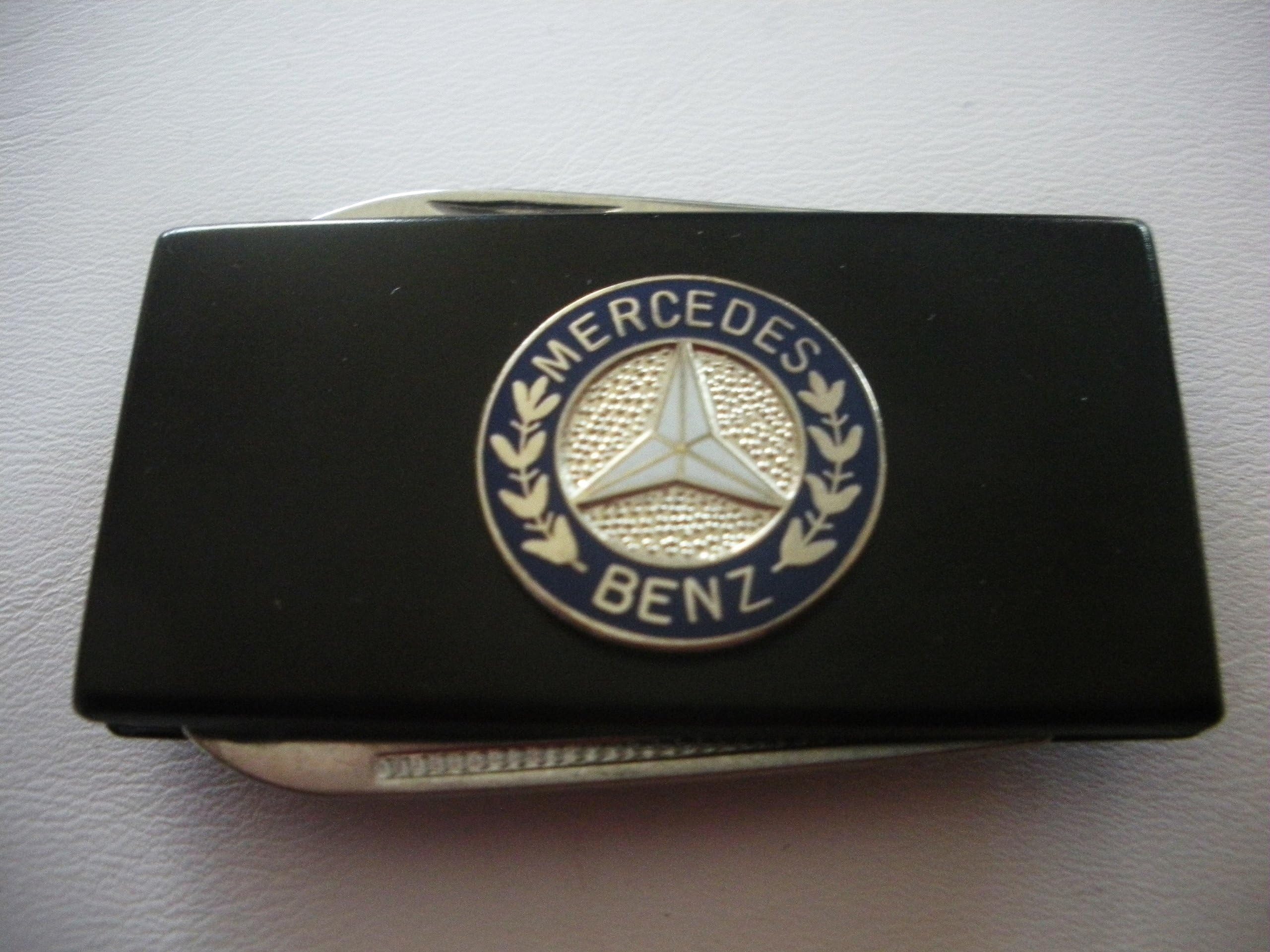 Mercedes Benz Black Stainless Steel Money Clip with Knife & Nailfile in Body of Clip