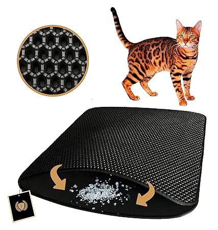 F® FLLUFFY Katzenklo Matte, Katzenstreu Matte als Unterlage für Katzentoilette, Schwarz