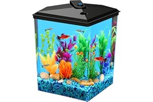 Koller Products AquaView 2.5-Gallon Plastic Fish Tank with Power Filter and LED Lighting for Tropical Fish - Betta Fish (7 Color Selections)
