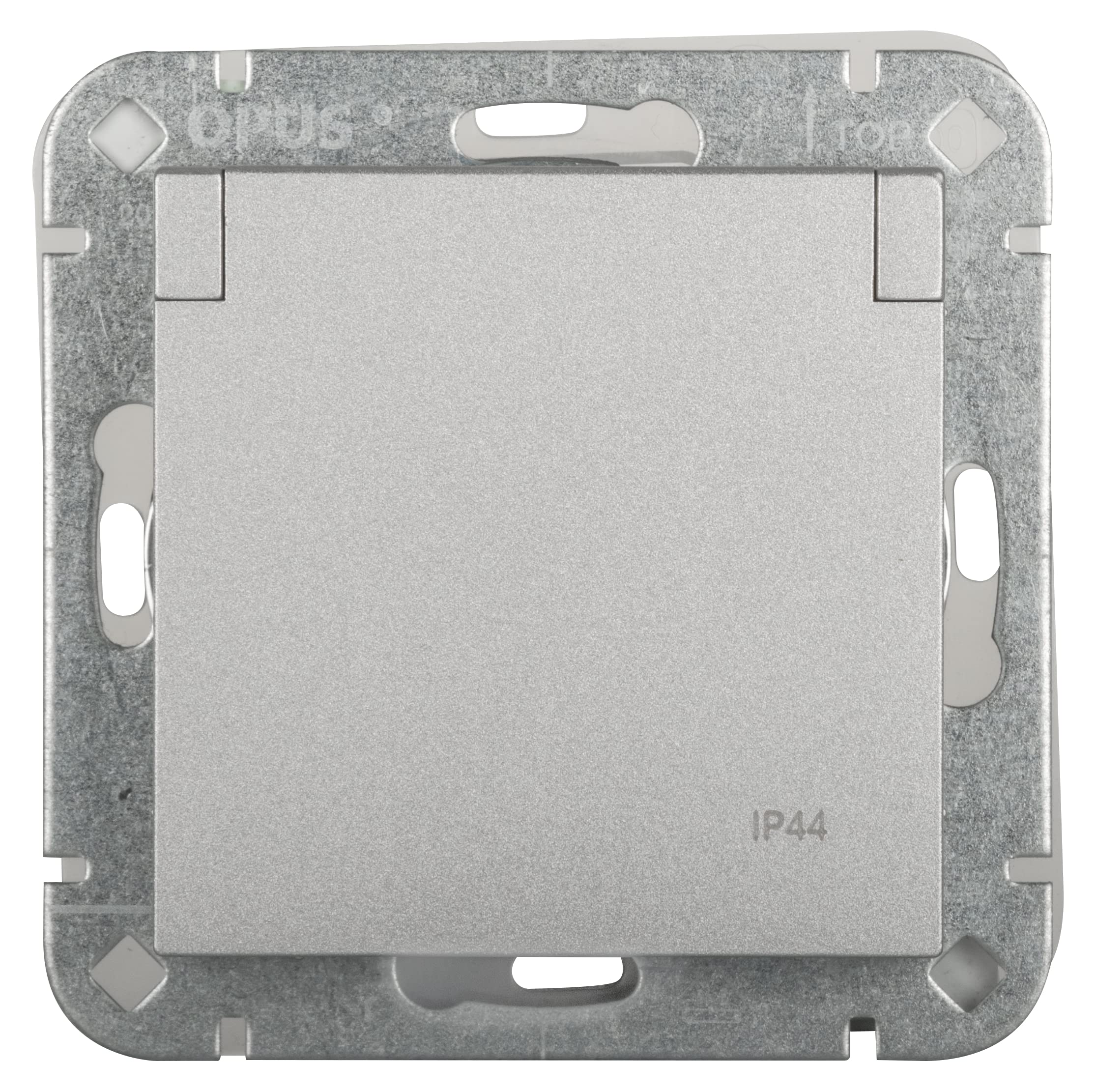 OPUS® 55 Protective Contact Socket Premium with Hinged Lid IP 44 and Increased Touch Protection Colour Aluminium Silver Silky Gloss