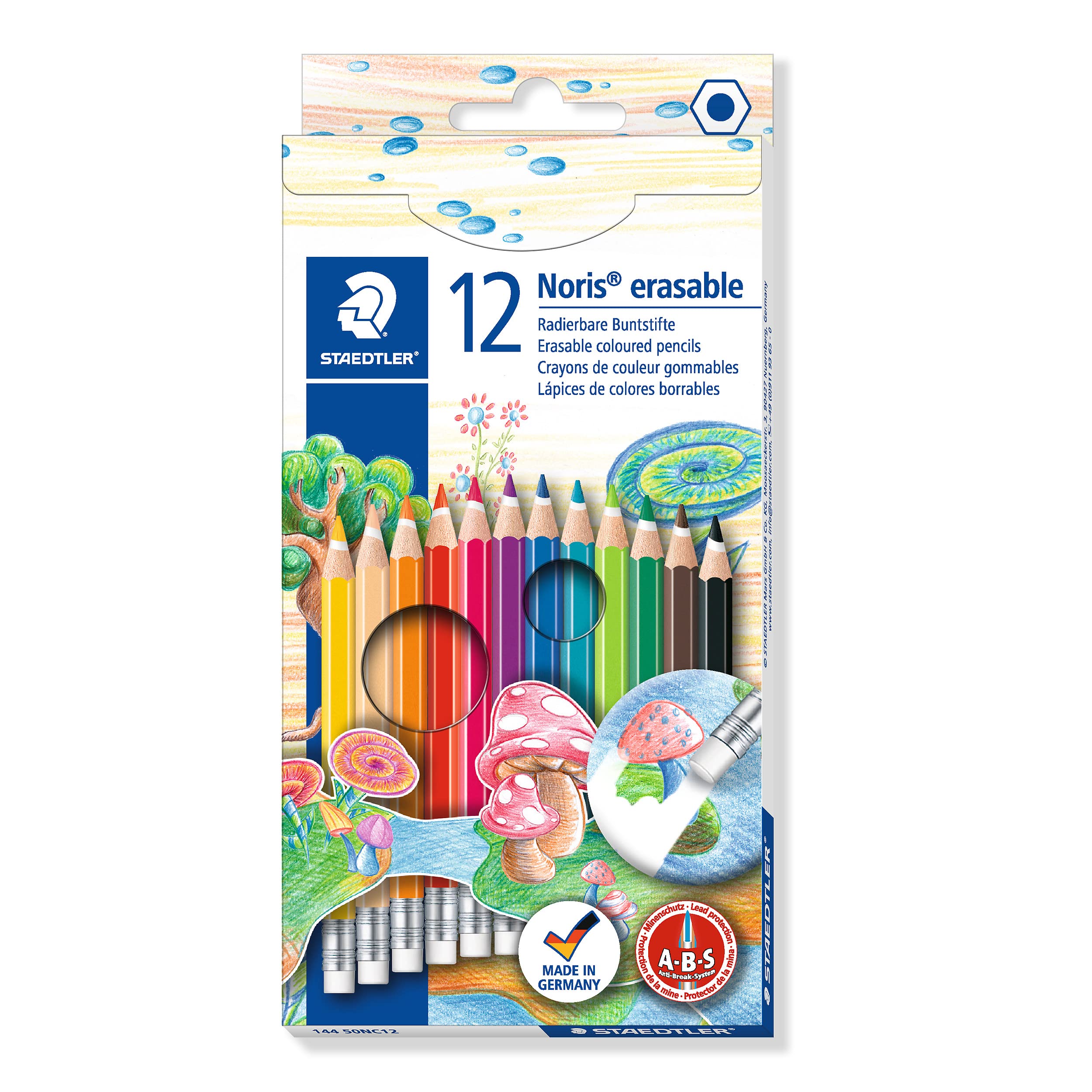 Noris Club 19.6 x 9.6 x 1 cm Erasable Colouring Pencils 144 50NC12, Assorted, Pack 12