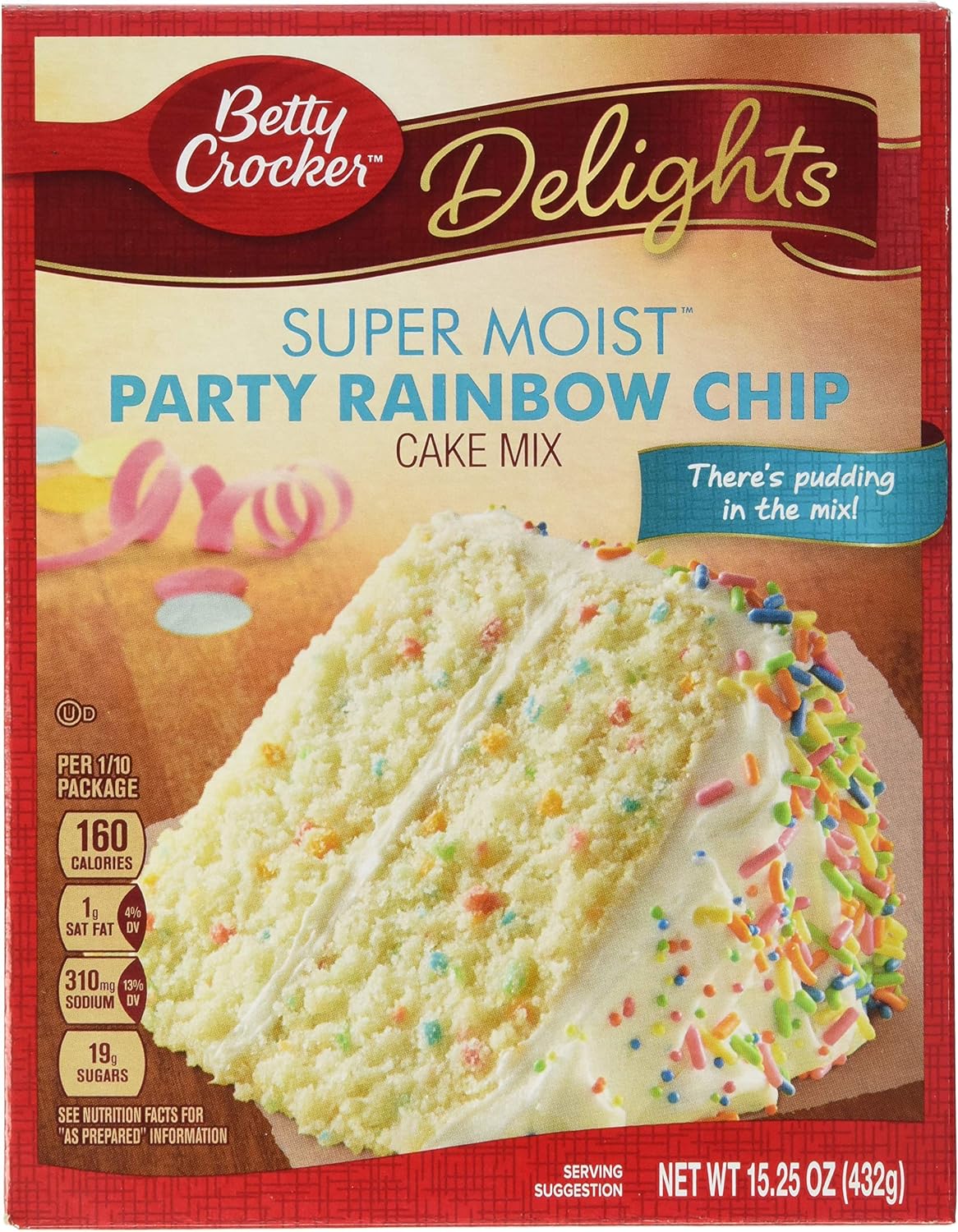 Betty Crocker Super Moist Party Rainbow Chip Cake Mix 432g 15oz (12
