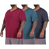 Real Essentials 3 Pack: Men's Big & Tall Short Sleeve V-Neck Athletic T-Shirt Dry-Fit Workout Shirts Moisture Wicking (3X-5X)