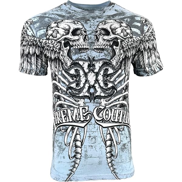 Affliction Rebel Saint Men's T-Shirt - Fracture Biker Cross Tattoo Design (S-5XL)