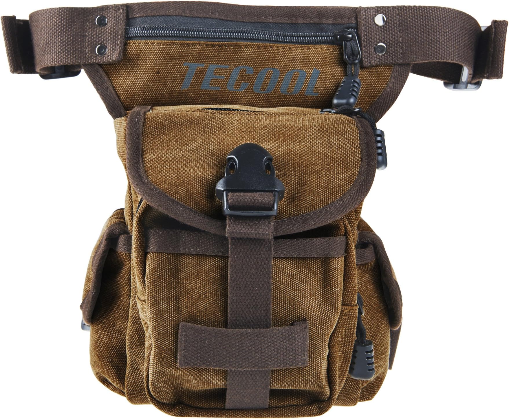 Unives Men's Cansual Cycling Waist Bag Thigh Drop Leg Bum Belt bag Unisex Canvas Portable Fanny Pack Utility Hiking Hip Purse Money Passport Ticket Travel Pouch for Sale Outlet- Coffee