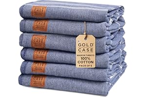 GOLD CASE HOME COLLECTION Gold CASE Turkish Beach Towel Set of 6-100% Cotton Beach Towels Oversized 70 x 38''- LYCIA Extra Large Beach Towels - Quick Dry & Sand Free Beach Towel - Turkish Towels for Pool - Navy Blue