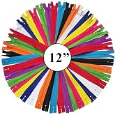 KGS Nylon Zippers for Sewing Crafts | 10 Assorted Colors | Rainbow Edition | 10 Zippers/Pack (12 Inch)