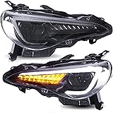 VLAND Headlight Assembly Fit for 2012-2016 Scion FR-S 2012-2021 Toyota 86 2013-2021 Subaru BRZ, LED Headlamp Assembly with DR