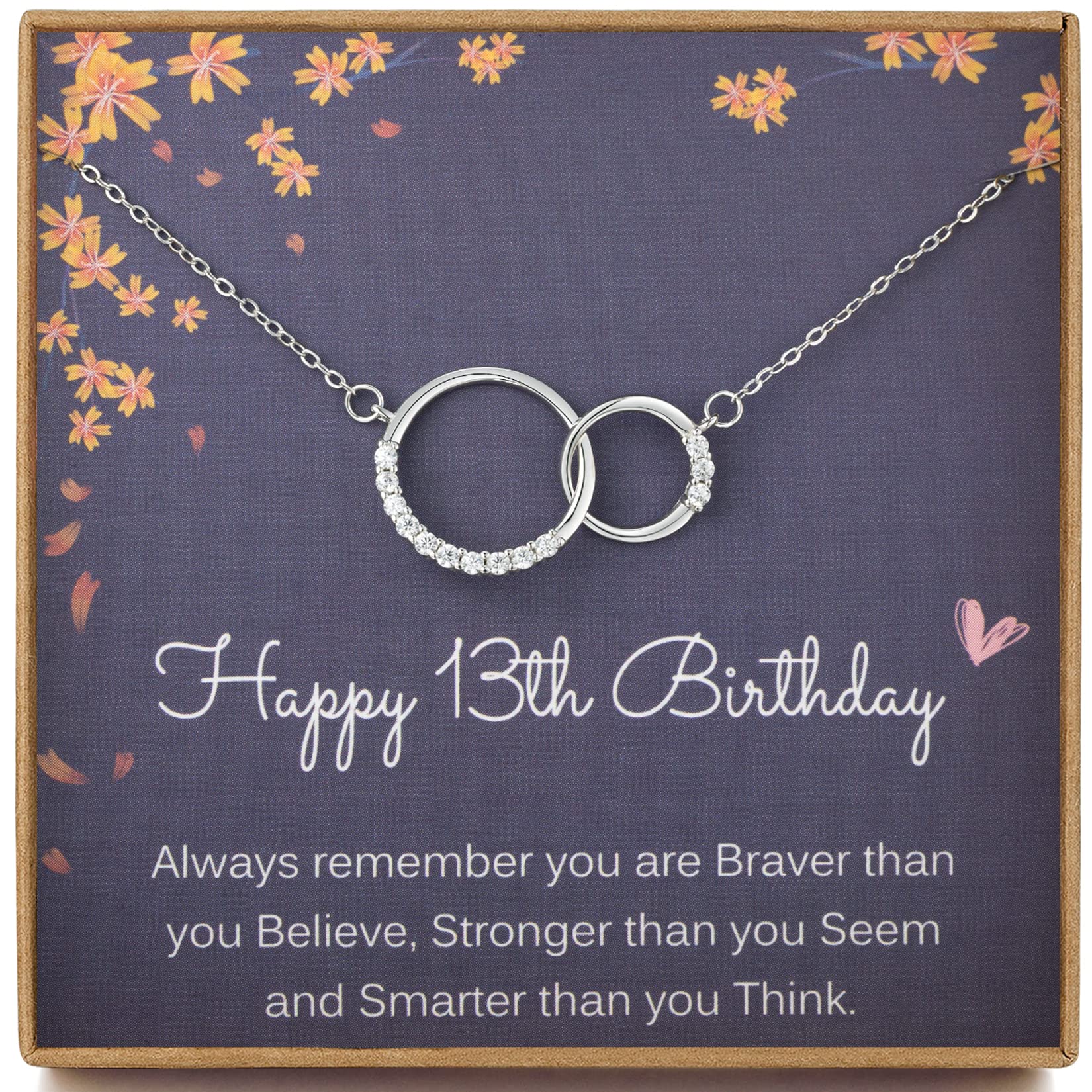 MADAOGO 13th Birthday Gifts for Girls, 925 Sterling Silver 2 Interlocking Circles Necklace, 13 Year Old Girls Birthday Presents, Birthday Gifts for Daughter, Granddaughter, Niece