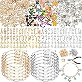 Charm Bracelet Making Kit for Adults & Teens, 477Pcs DIY Charm Bracelet Set with Gold & Silver Charms, Paperclip Chain Bracelets, Alphabet Charms, Complete Jewelry Making Supplies for Crafting