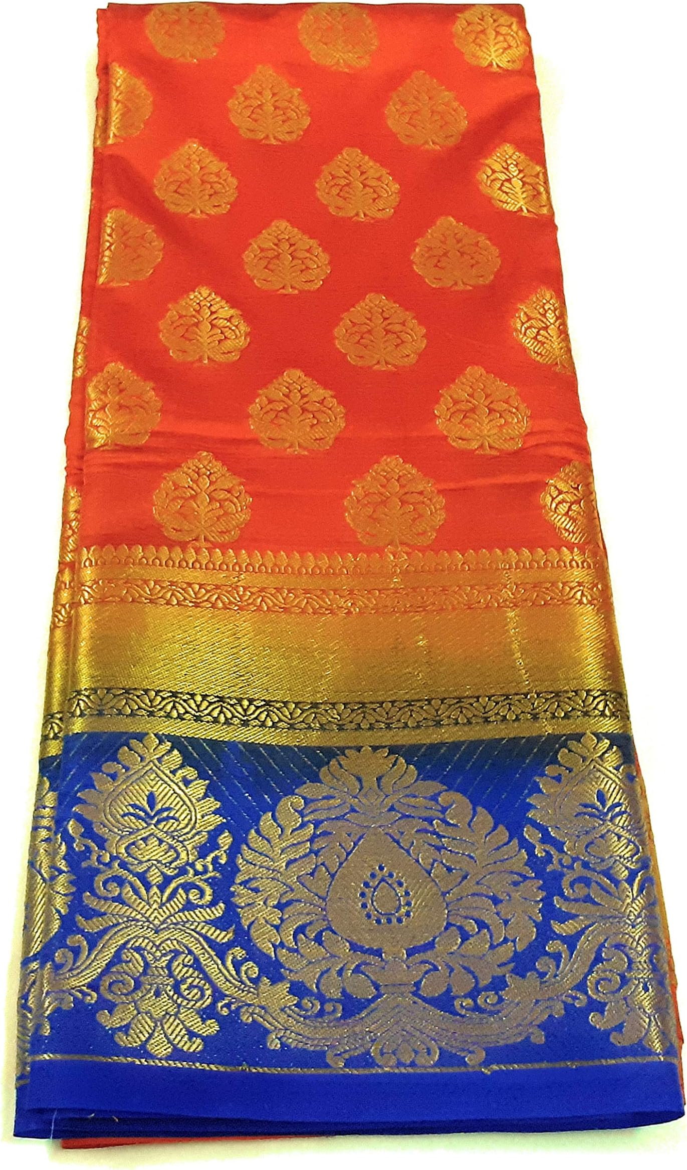 peacock fashion Women's Banarasi Art Silk Saree With Blouse Piece (mnrk_s016_172_Orange)