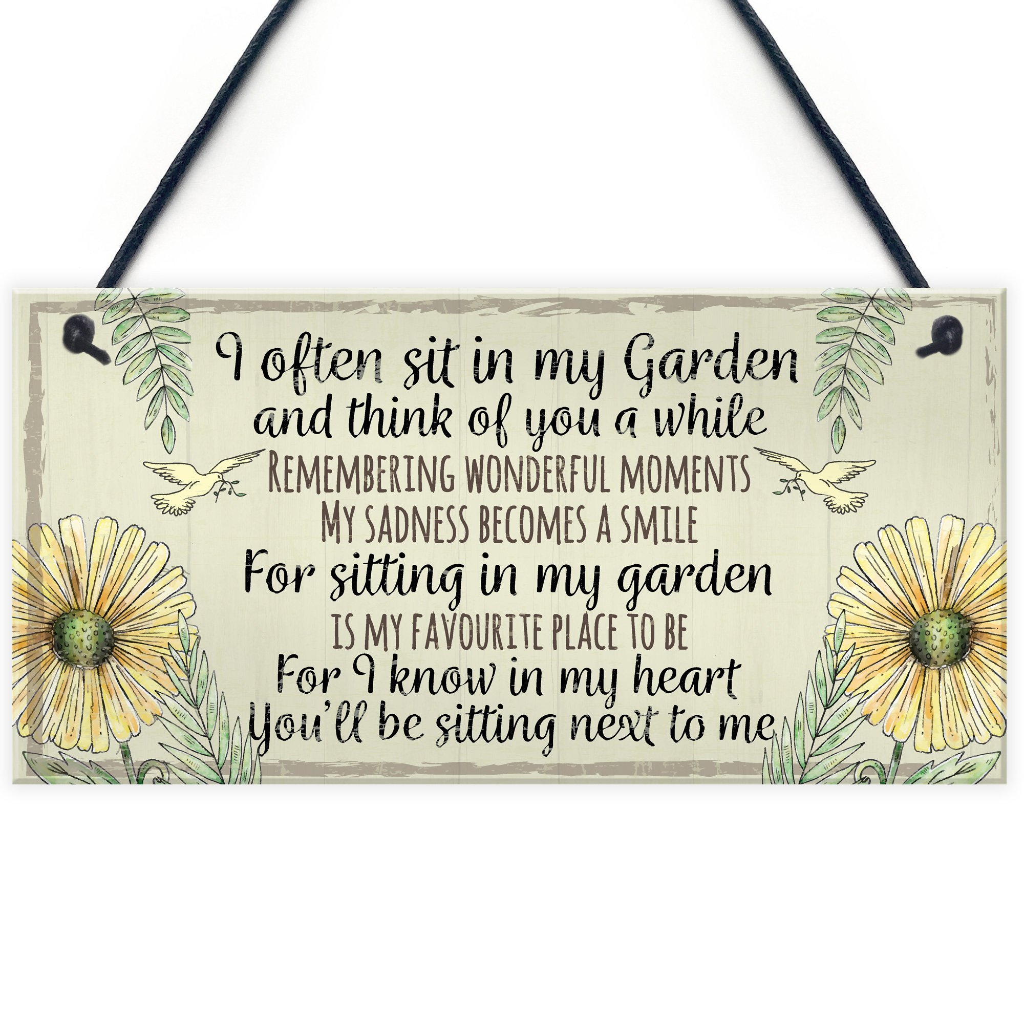 Red Ocean Garden Plaque Summer House Sign Garden Shed Friendship Mum Nan Memorial Gift