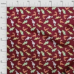 oneOone Cotton Poplin Twill Maroon Fabric Colorful