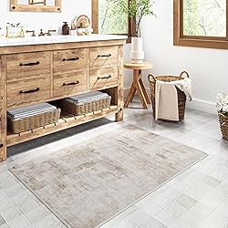WondRg 2x3 Washable Area Rug Taupe Abstract Modern