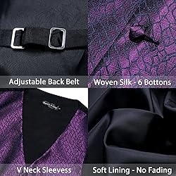 Barry.Wang Men Purple Dress Vest Matched Tie Set