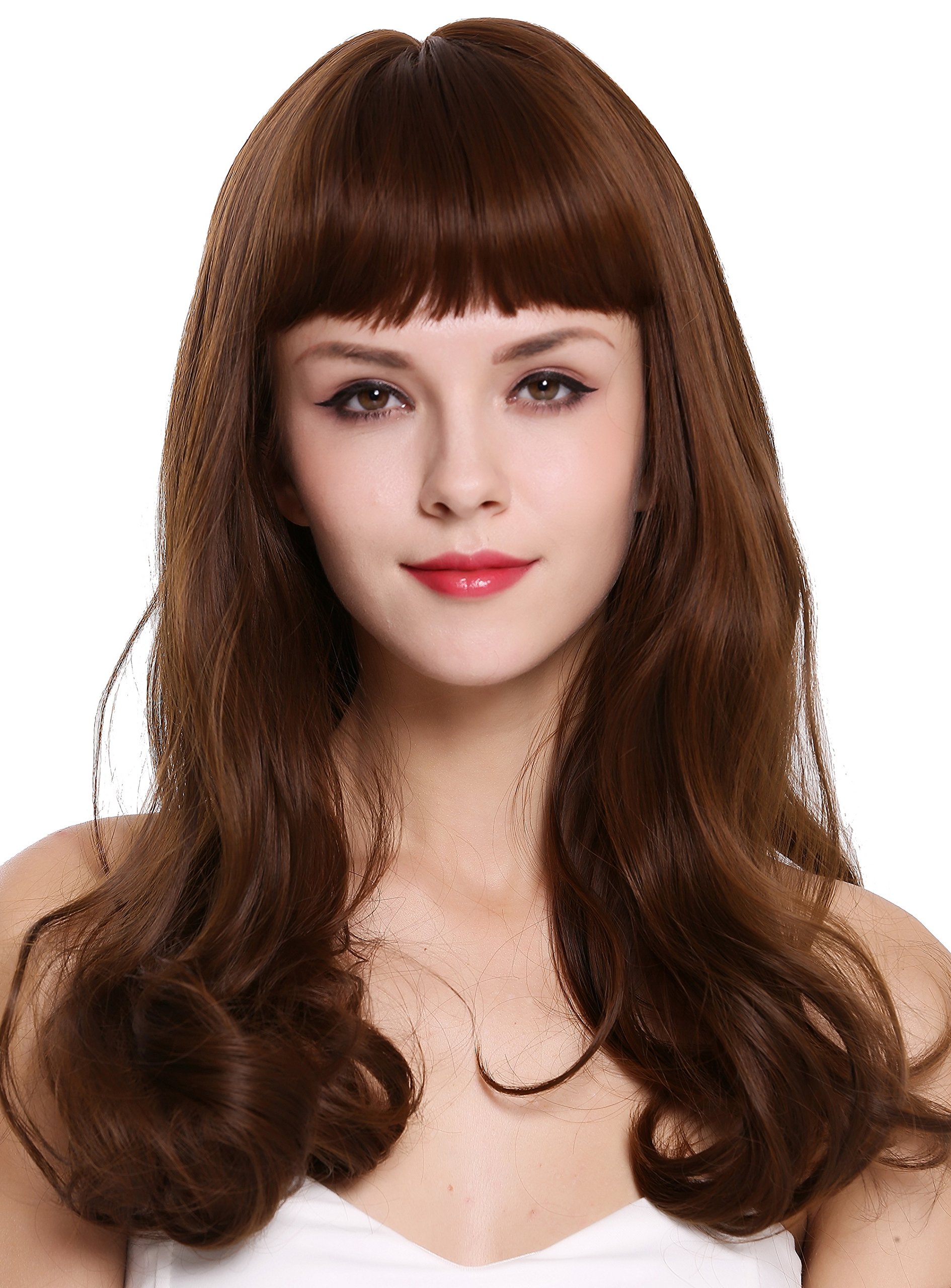 WIG ME UP - C8140-8/30 Quality women's wig lady long wavy curly fringe maroon brown mix