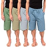 Andrew Scott Men's Lounge Pajama Shorts | Cotton Blend Soft & Light PJ Bottom | Drawstring & Pockets | Multi Packs-Colors