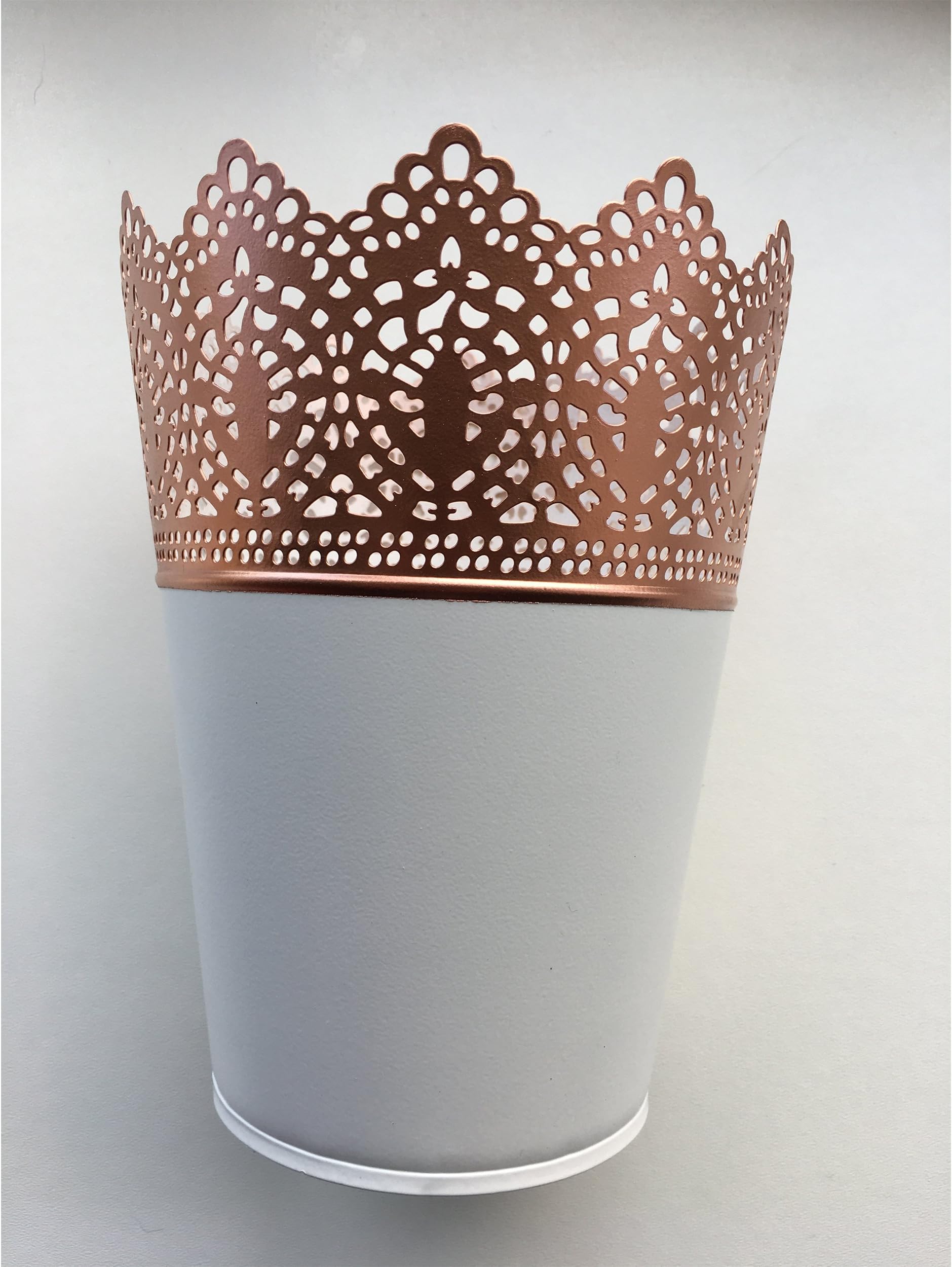 Rose Gold (Copper) / White Lace Effect Storage Pot Large