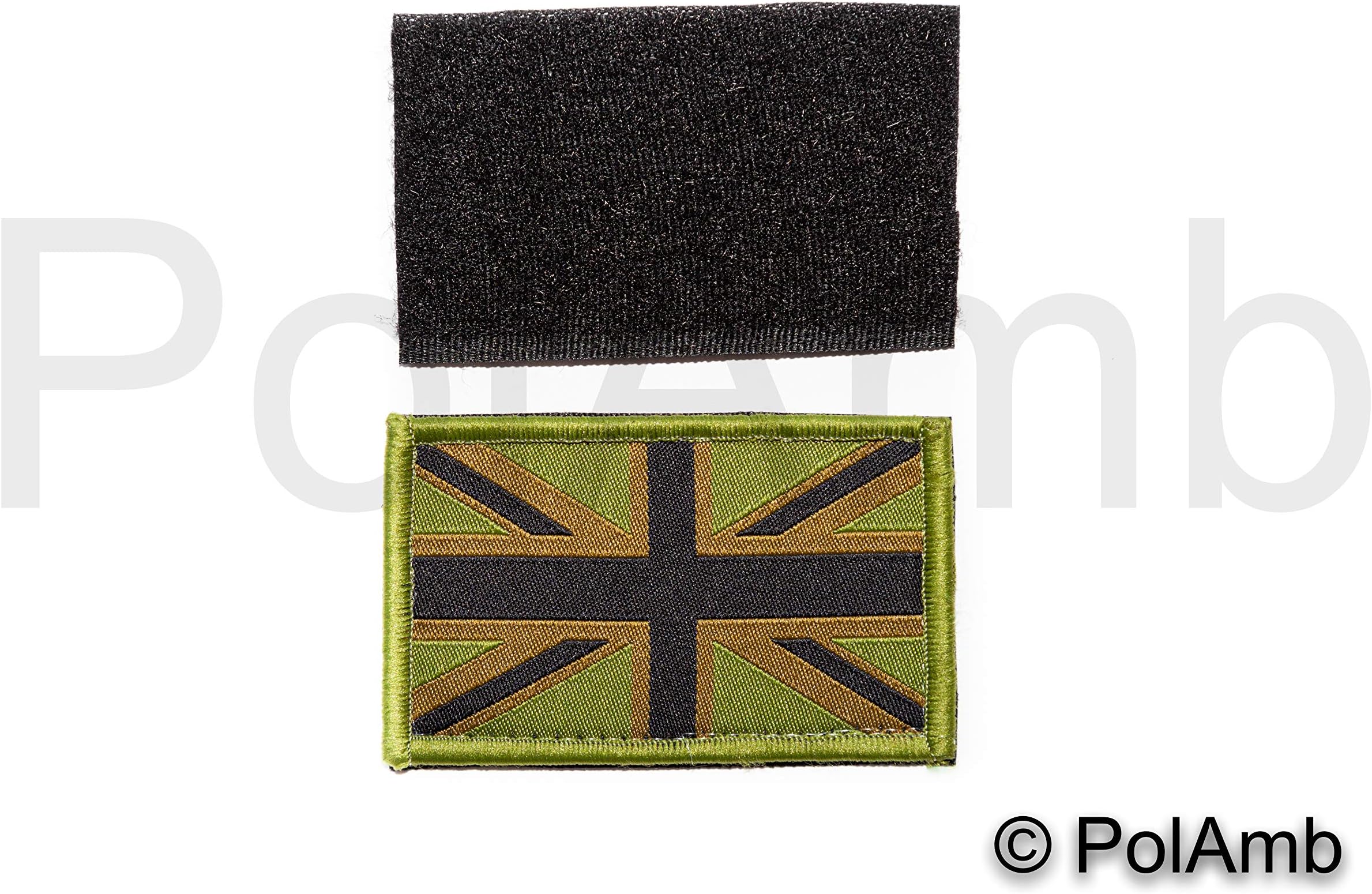 Army Olive Green Union Jack Flag Hook + Loop backed badge patch