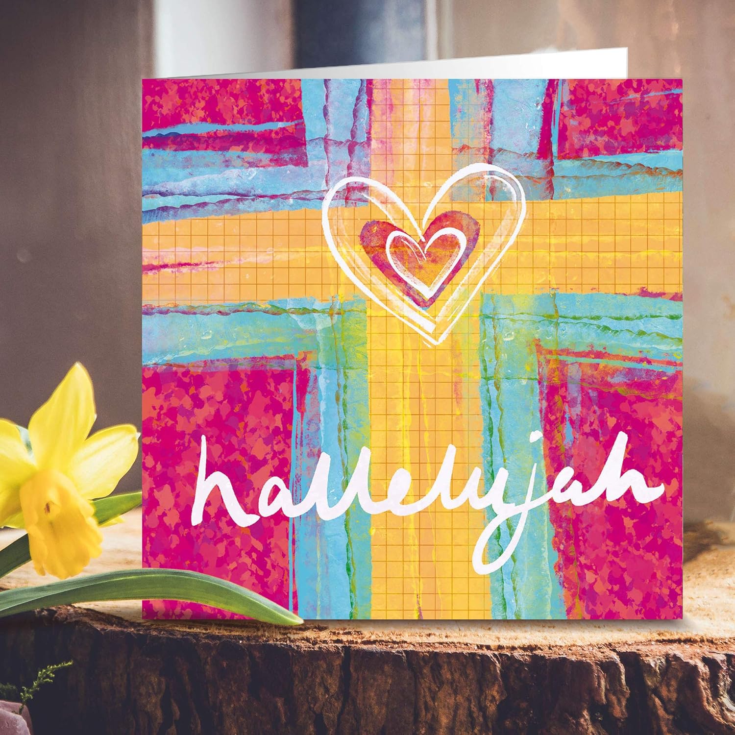 Religious Easter Cards, Hallelujah Heart, pack of 5, with white envelopes and Bible verse inside these Christian Easter cards - Image 3