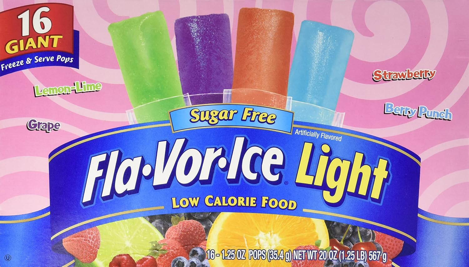 Fla Vor Ice Light Sugar Free Freezer Pops 16 Count Box Amazon Co Uk Grocery