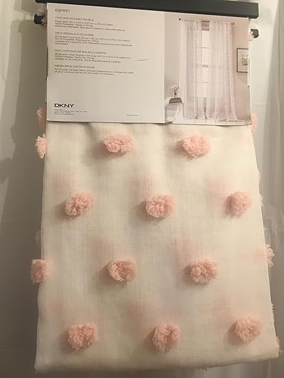 Dkny Espirit Pink Pom Poms On Sheer White Window Rod Pocket Panels