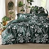 Bedsure King Size Comforter Set - 7 Pieces Floral Forest Green Soft Bedding Sets, King Bed in a Bag with Botanical Flowers Comforter, Sheets, Pillowcases & Shams