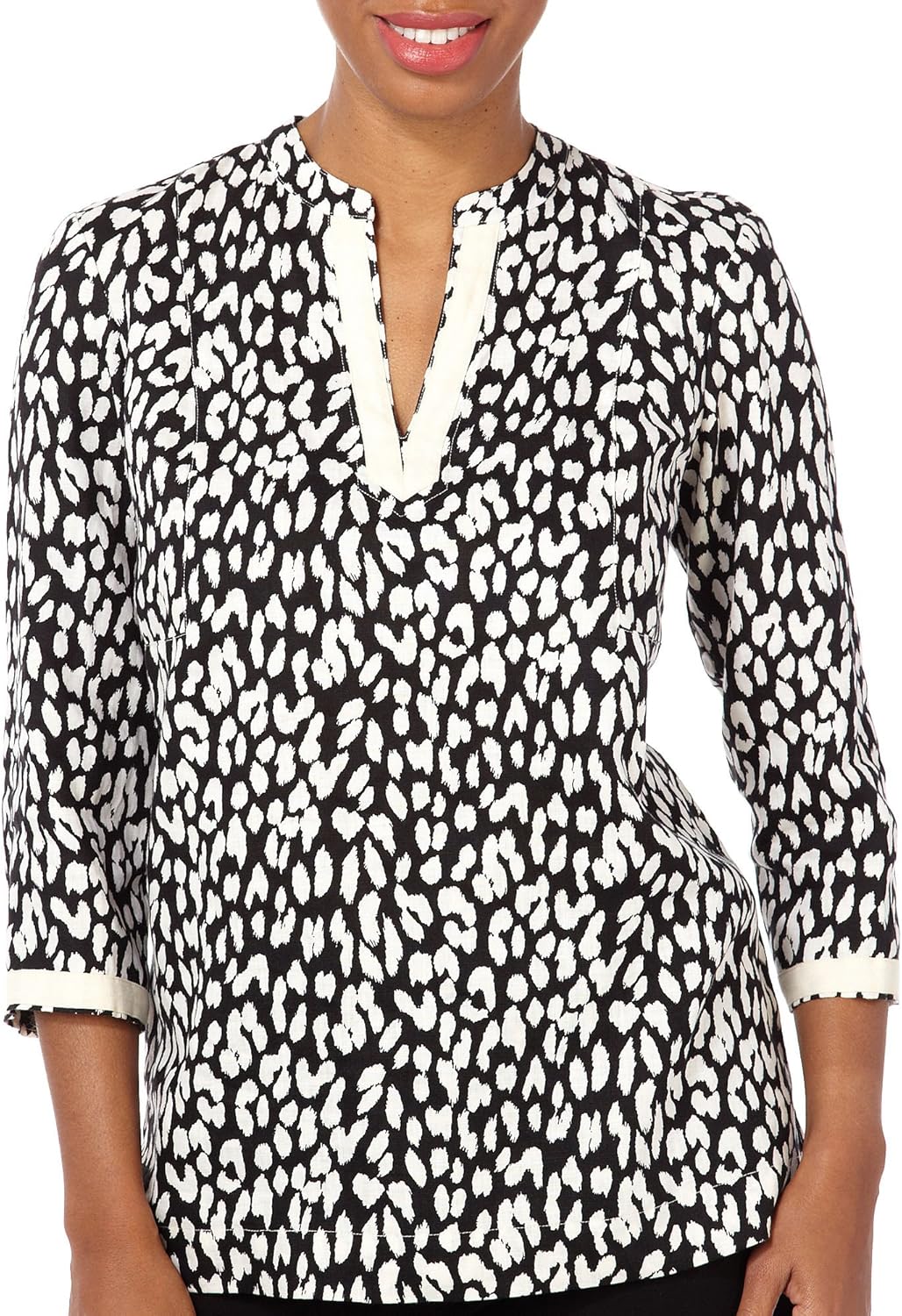 Jones New York Women's Plus Size Three Quarter Sleeve Tunic Blouse at