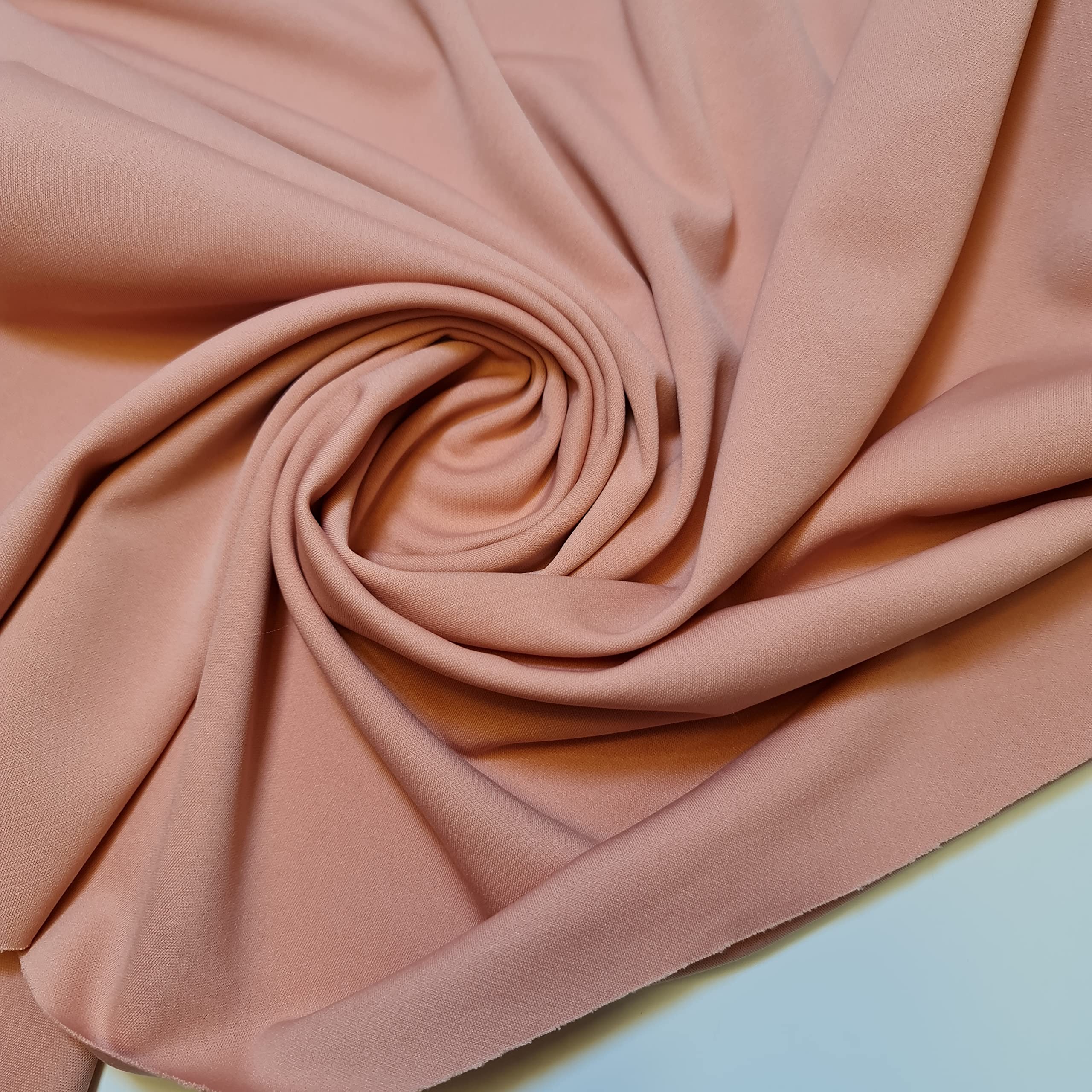 Scuba Crepe Breathable Superior Quality Stretch Wet Suit Dress Fabric 140cm Wide (1 Meter, Pink/Peach)