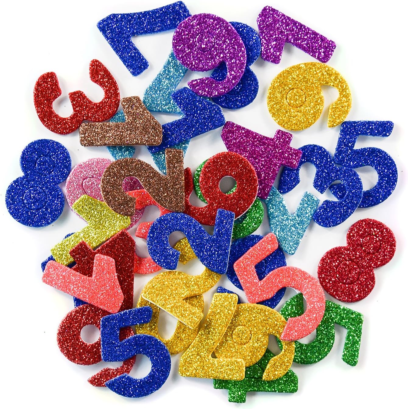 6 Pack Number Stickers Glitter Letter Foam Stickers Glitter