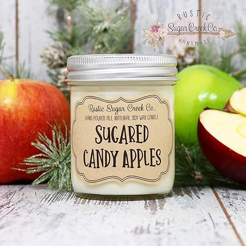 Amazon Com Sugared Candy Apples Scented Candle Personalized Candle Christmas Candles Mason Jar Candle Christmas Gift Ideas Holiday Gift Xmas Gift Handmade