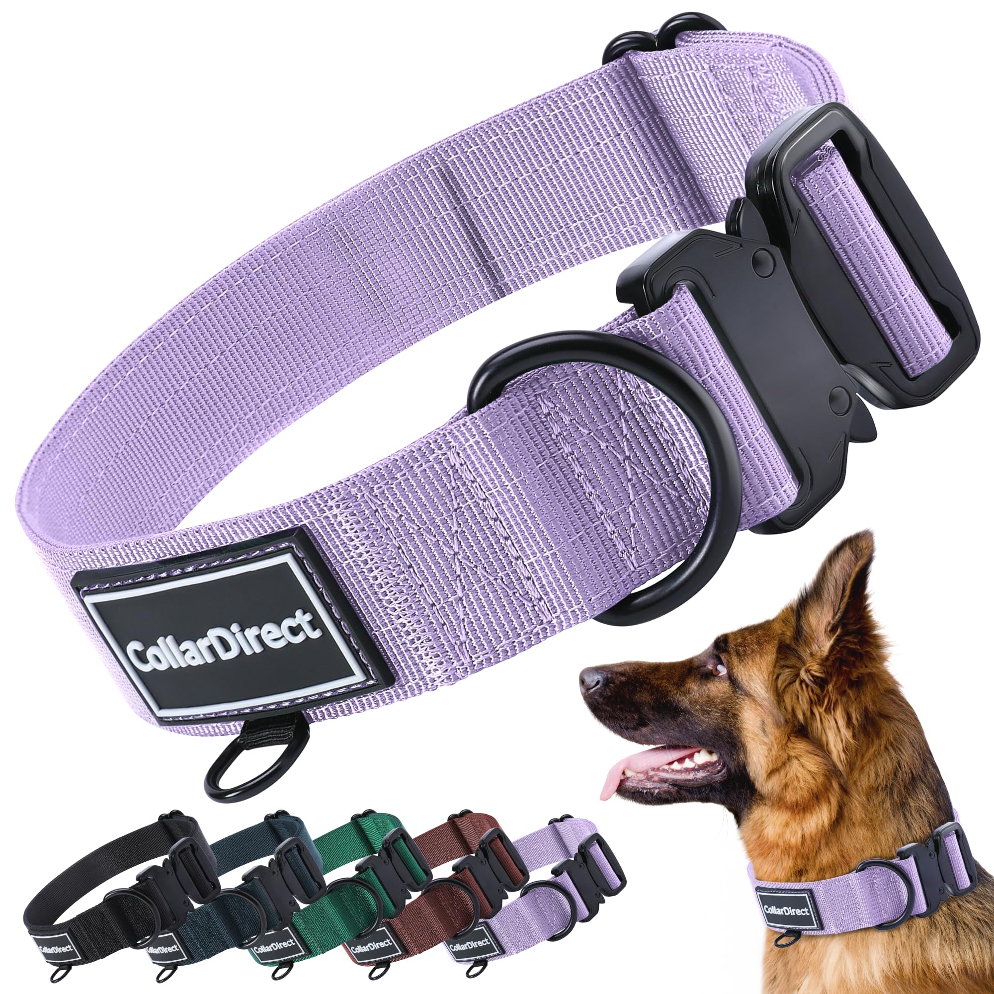 Photo 1 of Heavy Duty Dog Collar for Large or Medium Dogs, Adjustable Strong Dog Collar for Active Dogs, Double-Layered Nylon (Lilac, 15-23)