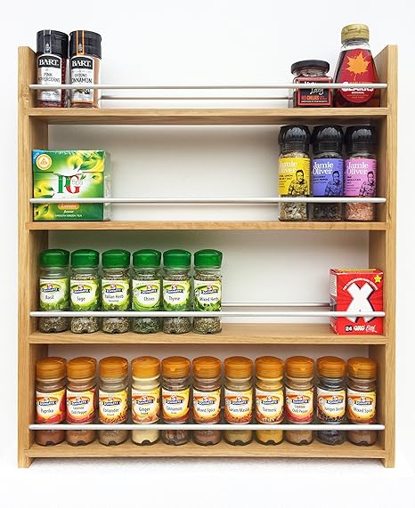 Solid Oak Spice Rack Holds Up To 44 Spice And Herb Jars Deeper