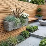 CASARIA Set of 2 Flower Boxes Weatherproof Poly Rattan 60x20x19cm Grey view 6