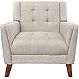 Christopher Knight Home Evelyn Mid Century Modern Fabric Arm Chair, Beige & Walnut (305538)